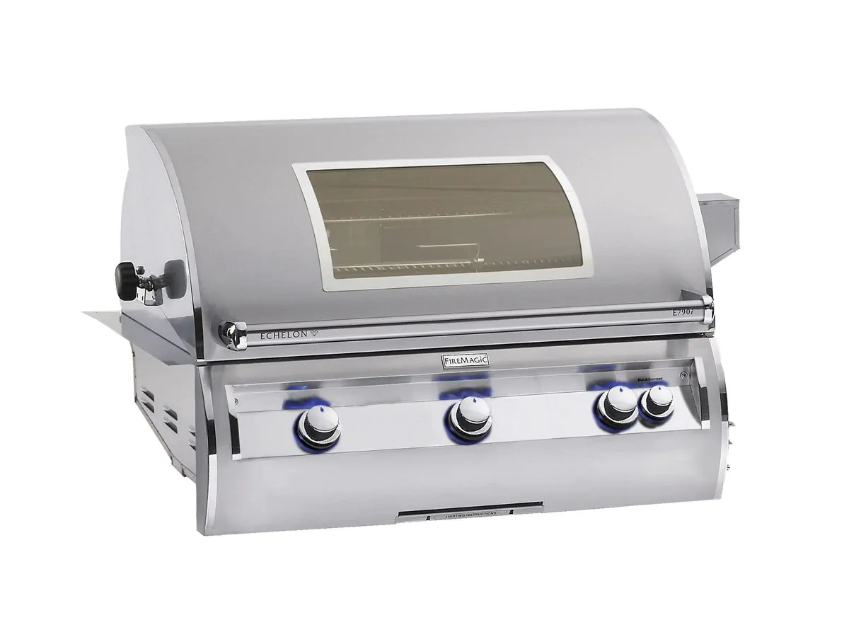 Fire Magic Echelon Diamond E790i 36-Inch Propane Gas Built-In Grill with Backburner, Rotisserie Kit, Magic View Window and Analog Thermometer (E790I-8EAP-W)