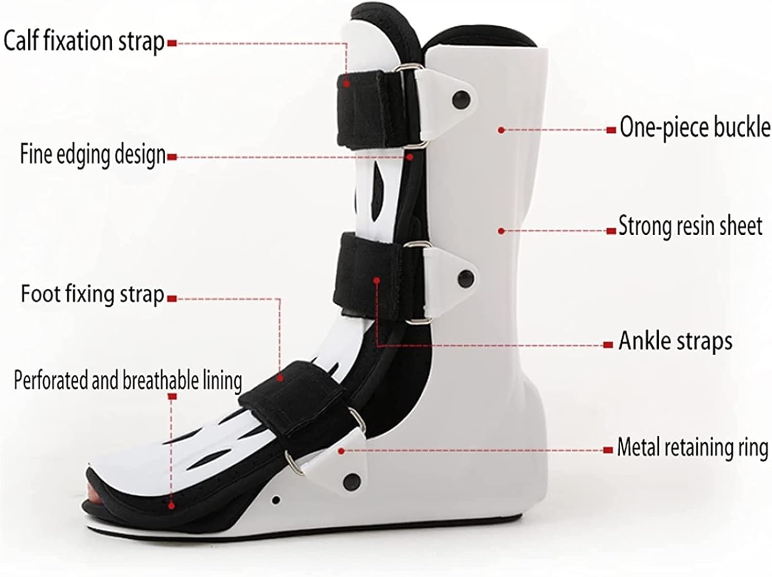Fracture Orthosis Boot Ankle Joint Fixation Brace Adjustable Breathable Calf Protector Toe Foot Or Ankle Injuries Fractures Sprains by Brace Direct,Right,L
