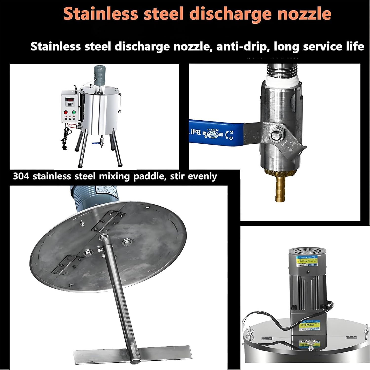 100-500G Electric Heating Mixing Filling Machine, Lipstick Filling Machine Stirring Tank with Discharge Nozzle, Cosmetic Mixer Machine, 6mm Filling Diameter, for Liquids, Pastes 15L