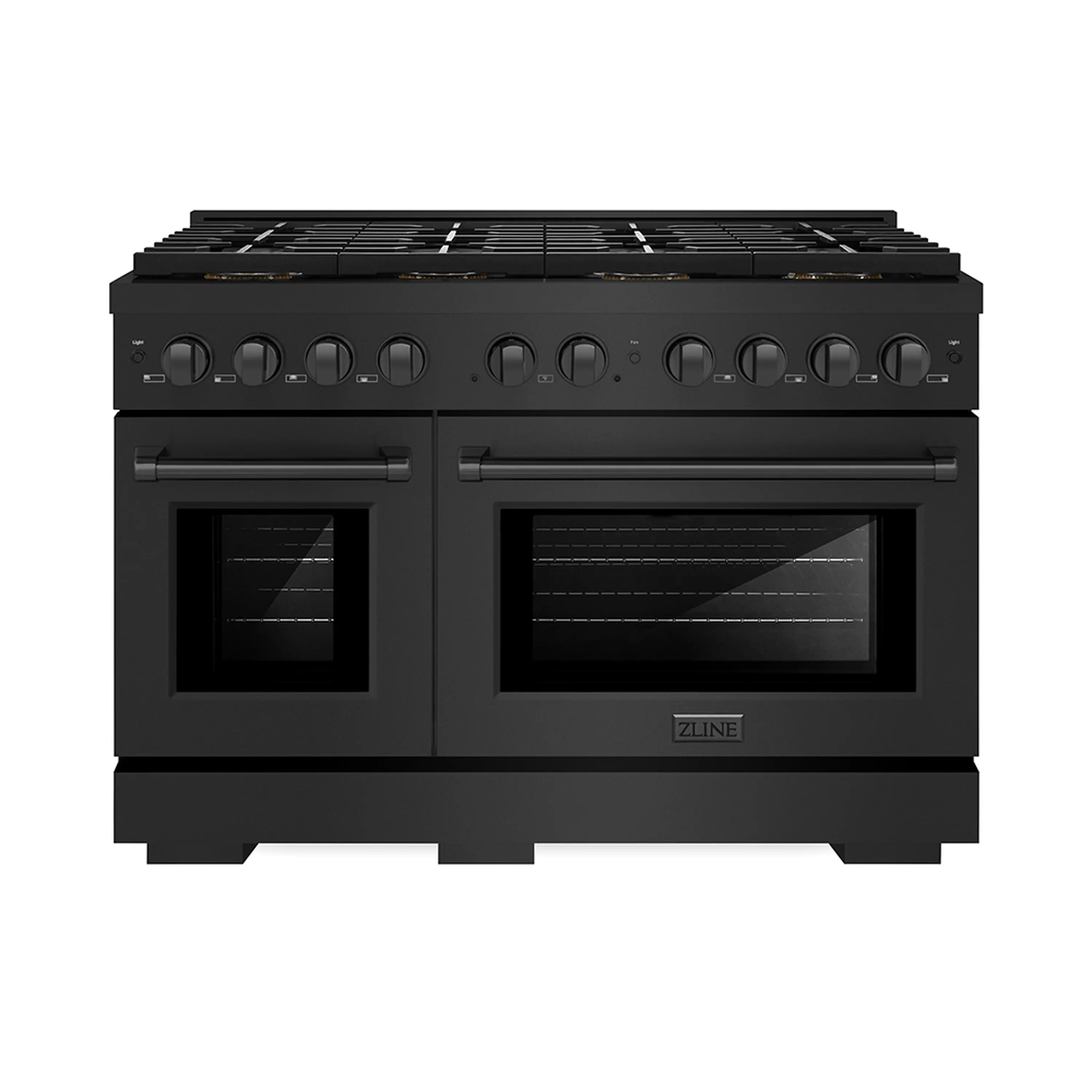 ZLINE 48-Inch 6.7 cu. ft. Paramount Dual Fuel Range with 8 Burner DuoPro鈩?Cooktop and Dual Ovens in Black Stainless Steel (PSDRB-48)
