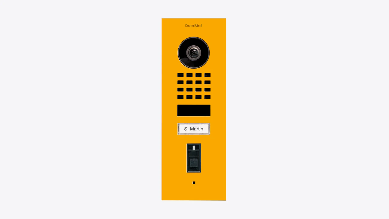 DoorBird D1101FV Fingerprint 50 Flush-Mount IP Video Door Station in Signal Yellow, RAL 1003