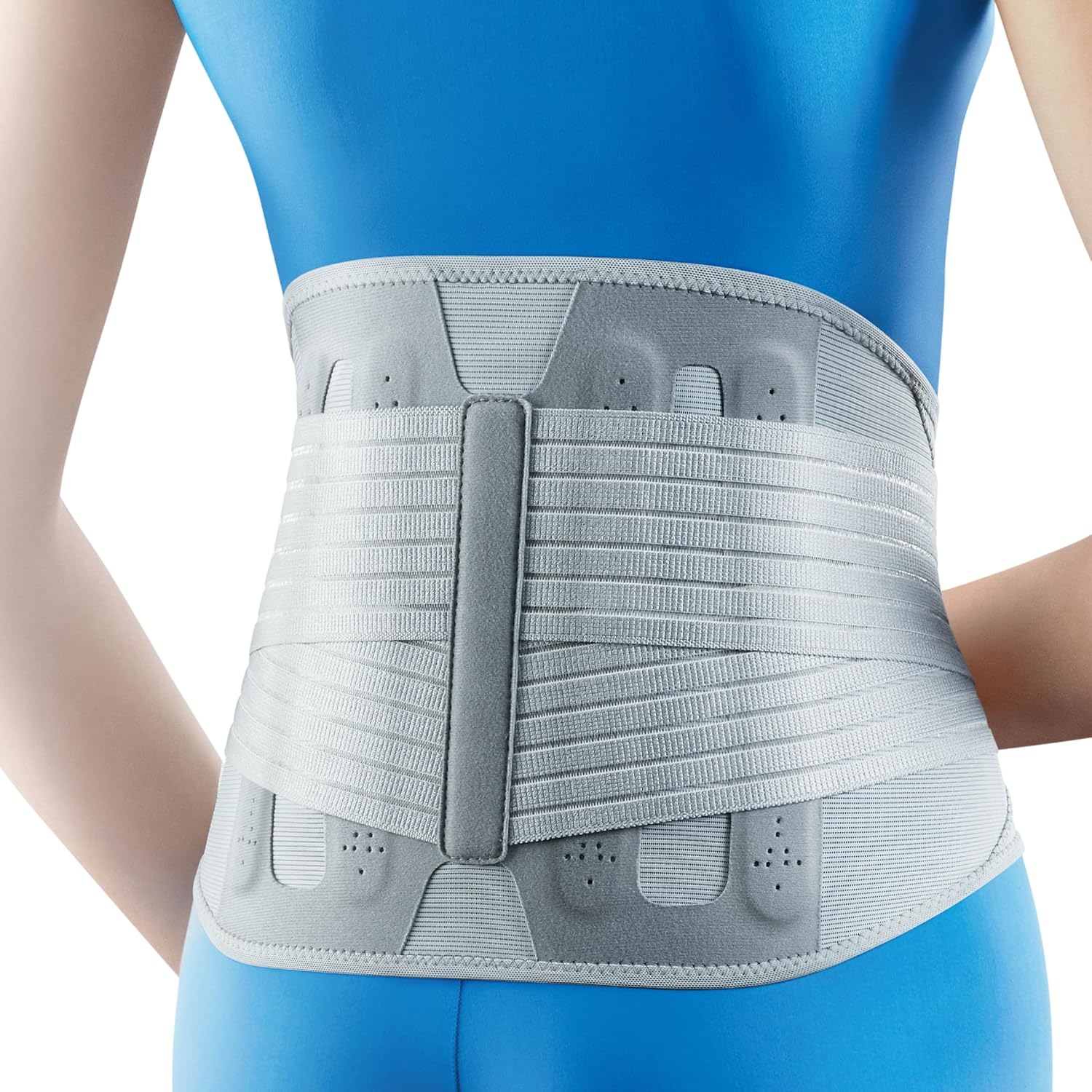OPPO 2366 High Lumbar Support Back Brace with Flexible Stays - Lower Back Pain Relief, Sciatica Pain Relief, Scoliosis, Herniated Disc - for Elderly and Office Worker (Gray, Large, 1-Pack)