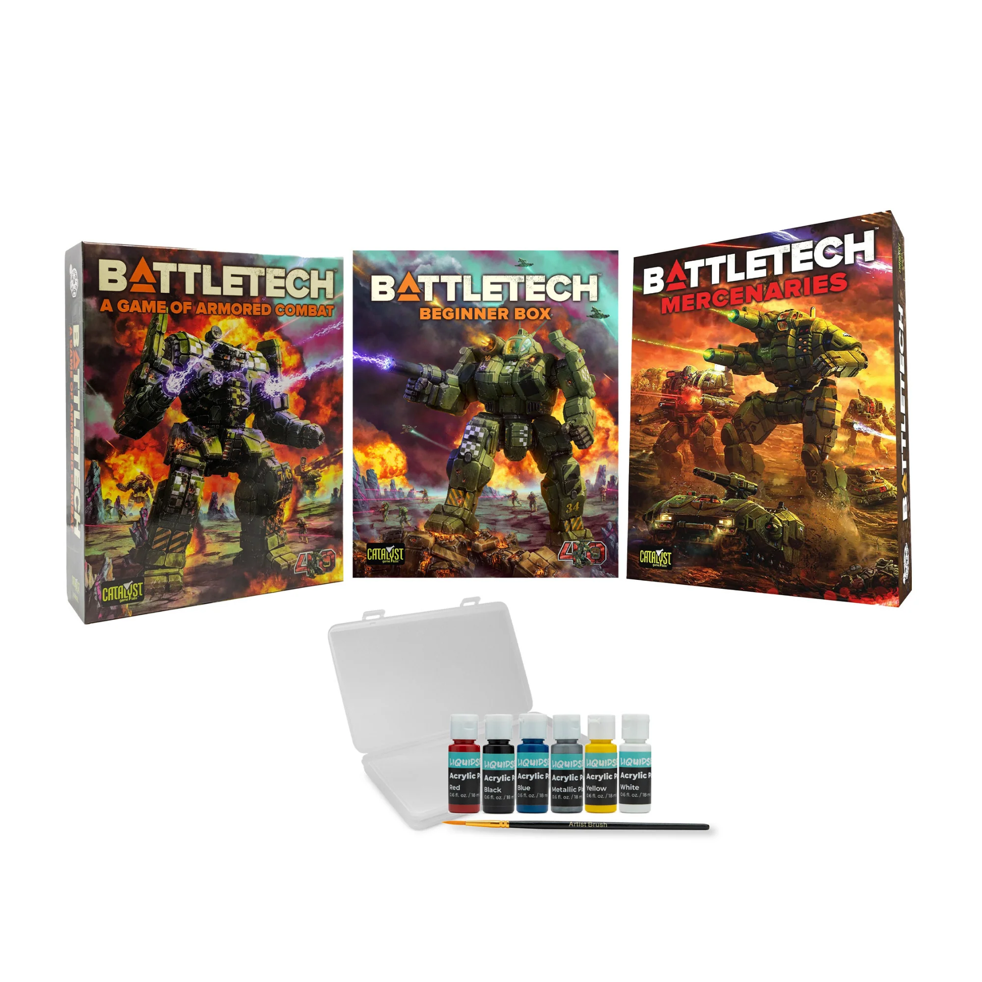 BattleTech 40th Anniversary with Beginner and Mercenaries Box, and Art Bundle