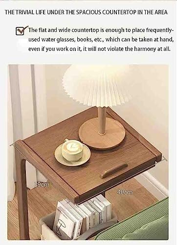 Overbed Table with Wheels, Solid Wood Side Table, Removable C-Shaped Bedside Table Side Cabinet for Hospital & Home Medical Use(L 60 CM)