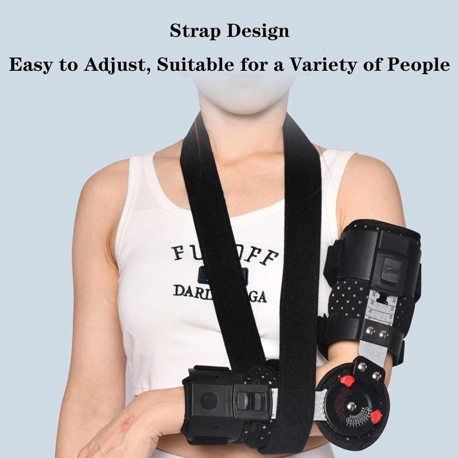 SFKLYU Hinged Elbow Brace Adjustable Telescoping Post Arm Splint with Sling Stabilizer Adjustable Splint & Shoulder Strap for Arm Injury Recovery Support After Surgery,A right