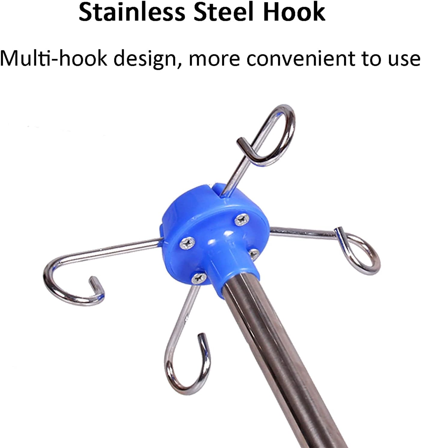 Adjustable Medical Infusion Stand with 4 Hooks - Drip Holder Pole for Hospital & Clinic Use, Height Adjustable IV Stand for Efficient Fluid Delivery