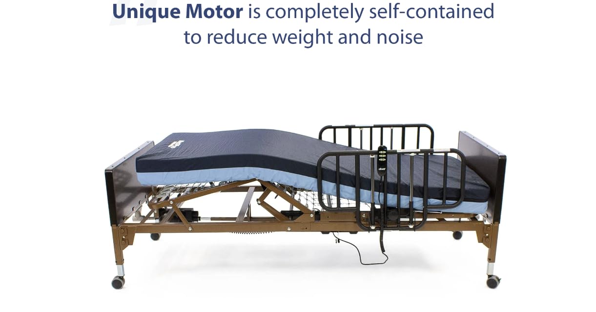 Semi-Electric Hospital Bed Set - Foam Mattress and Half Rails Included - Enhanced Comfort and Convenience