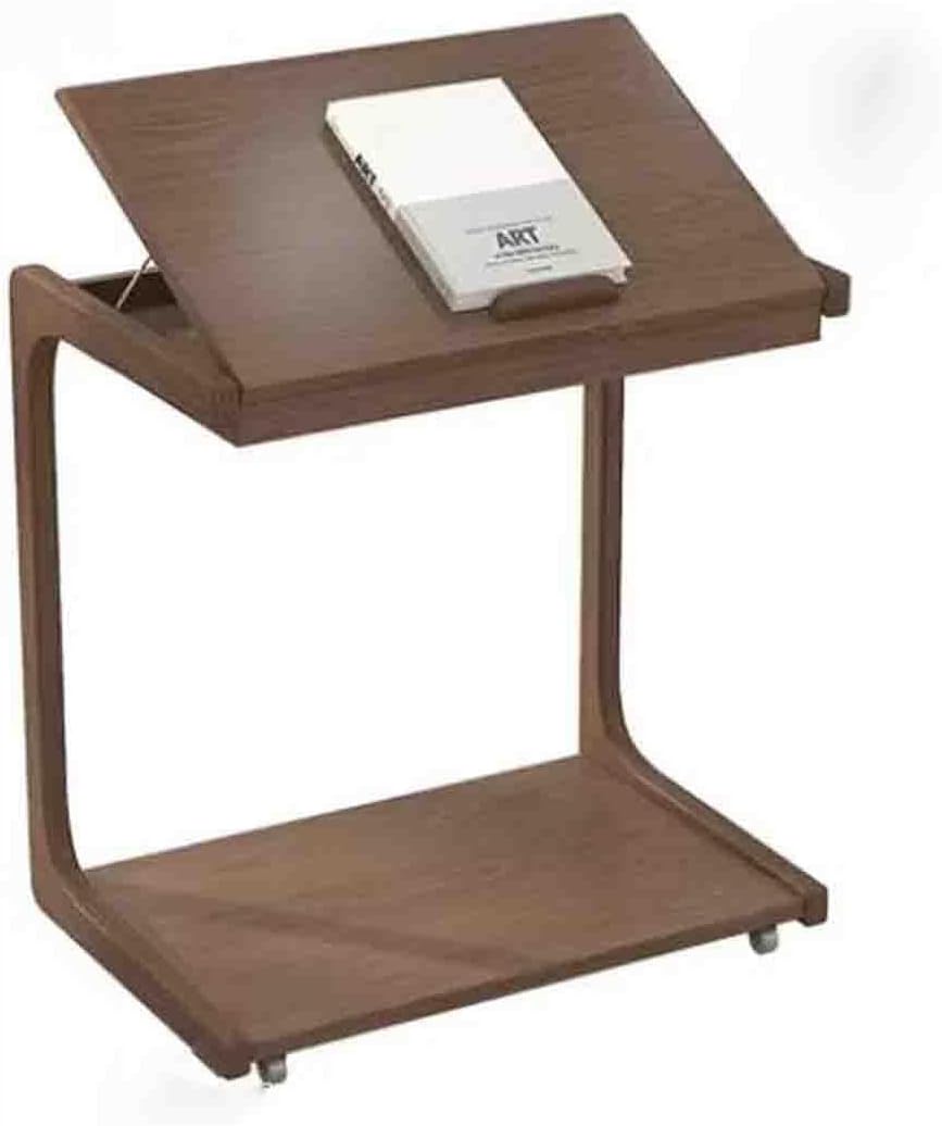 Overbed Table with Wheels, Solid Wood Side Table, Removable C-Shaped Bedside Table Side Cabinet for Hospital & Home Medical Use(L 60 CM)