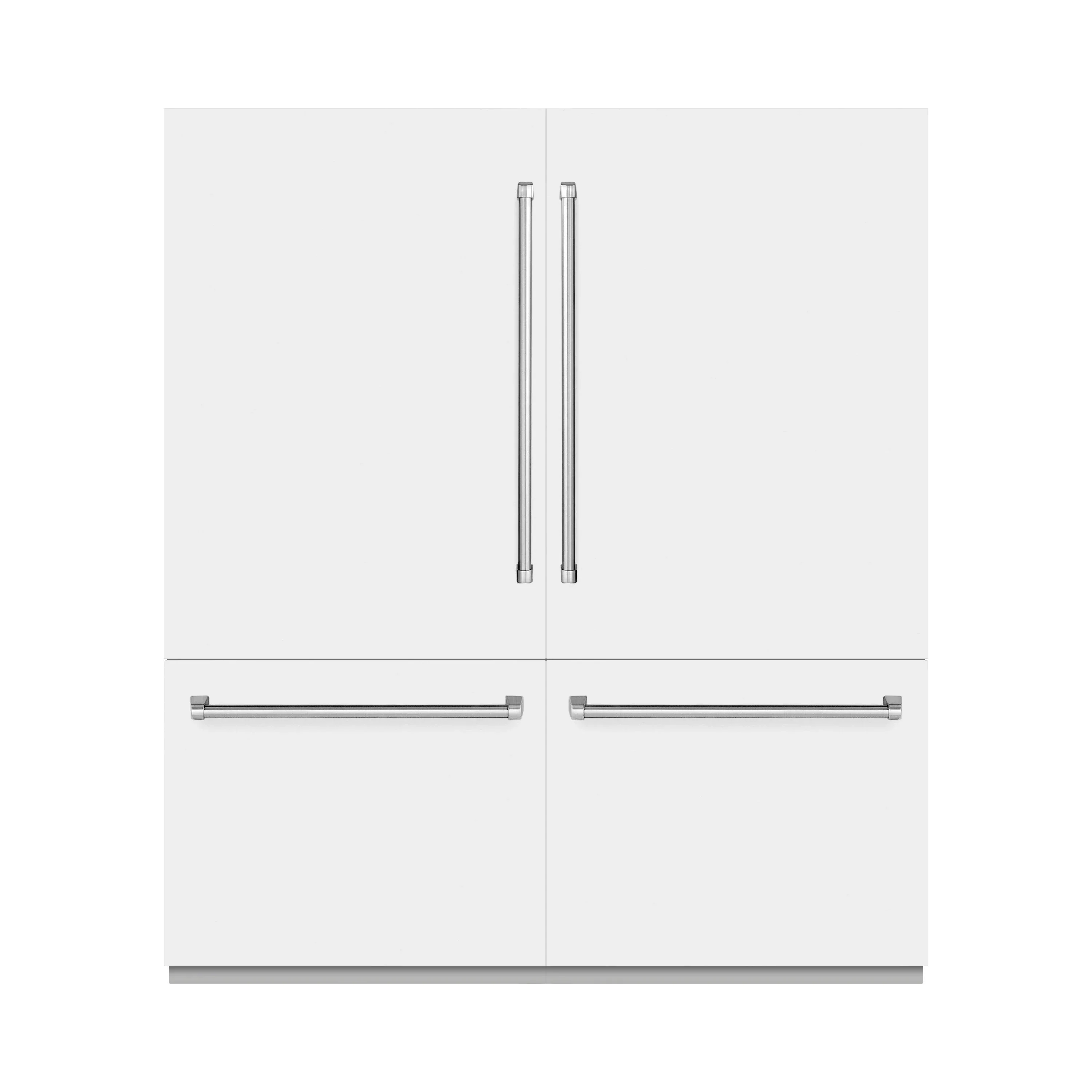ZLINE 72-Inch 39.6 Cu. Ft. French Door Built-In Bottom Freezer Refrigerator with Water Dispensers and Ice Makers in White Matte with Graphite Gray Interior (GRBIT-WM-72)