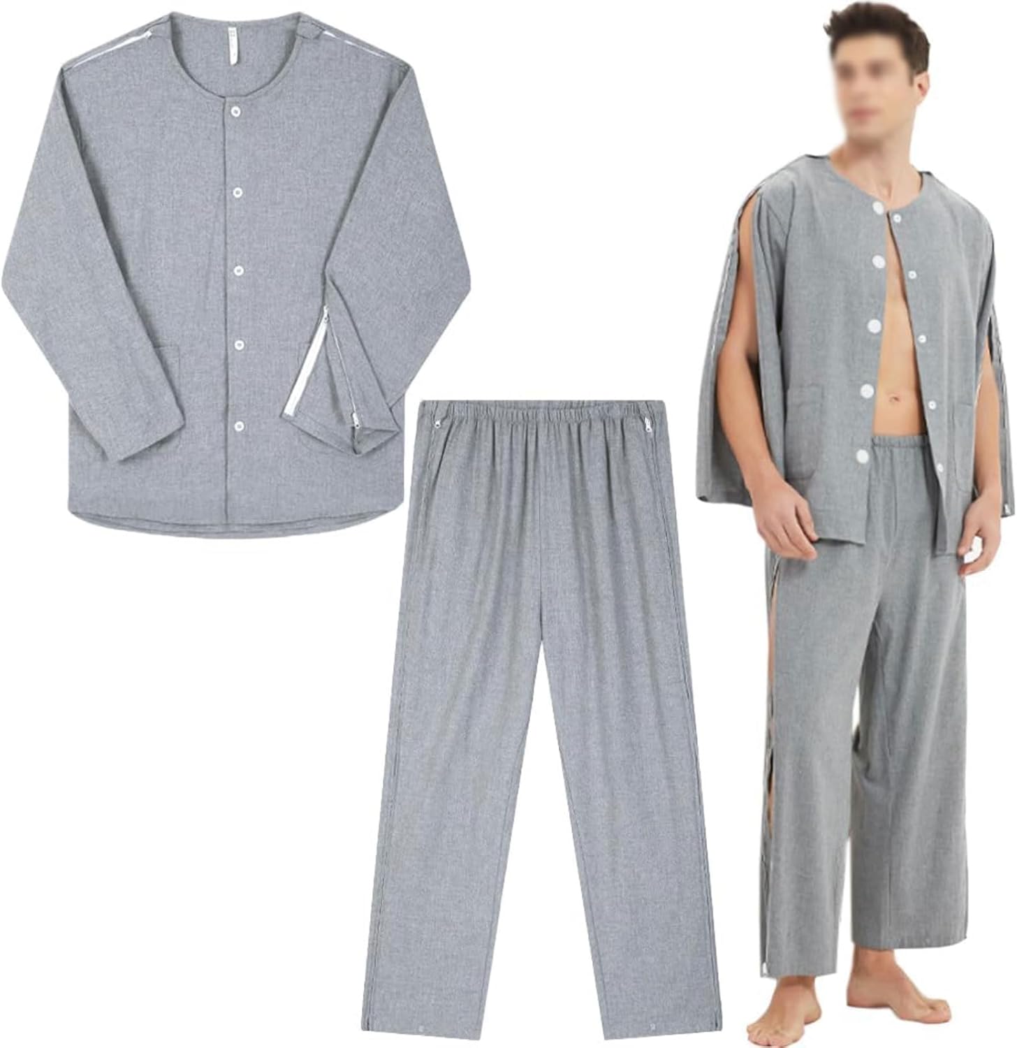 esmen Nursing Clothes Bedridden Patient Gowns Paralyzed Elderly Fracture Nursing Clothes Spring and Autumn Hospital Gowns Nursing Aid for Patient Use Patient Clothing