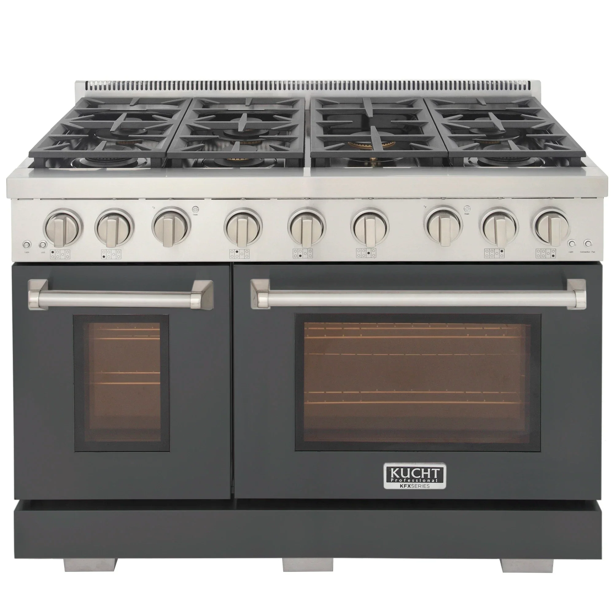 Kucht Professional 48-Inch 6.7 cu. ft. Propane Gas Range in Cement Gray with Silver Accents (KFX480/LP-GY)