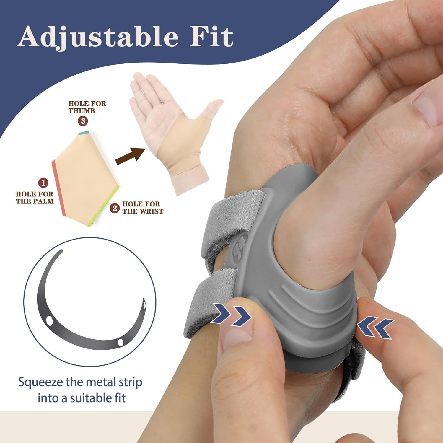 AKSO MEDICOS S Size, CMC Thumb Brace, Left Thumb Splint for CMC Joint Pain Bundle with Right Hand, Grey
