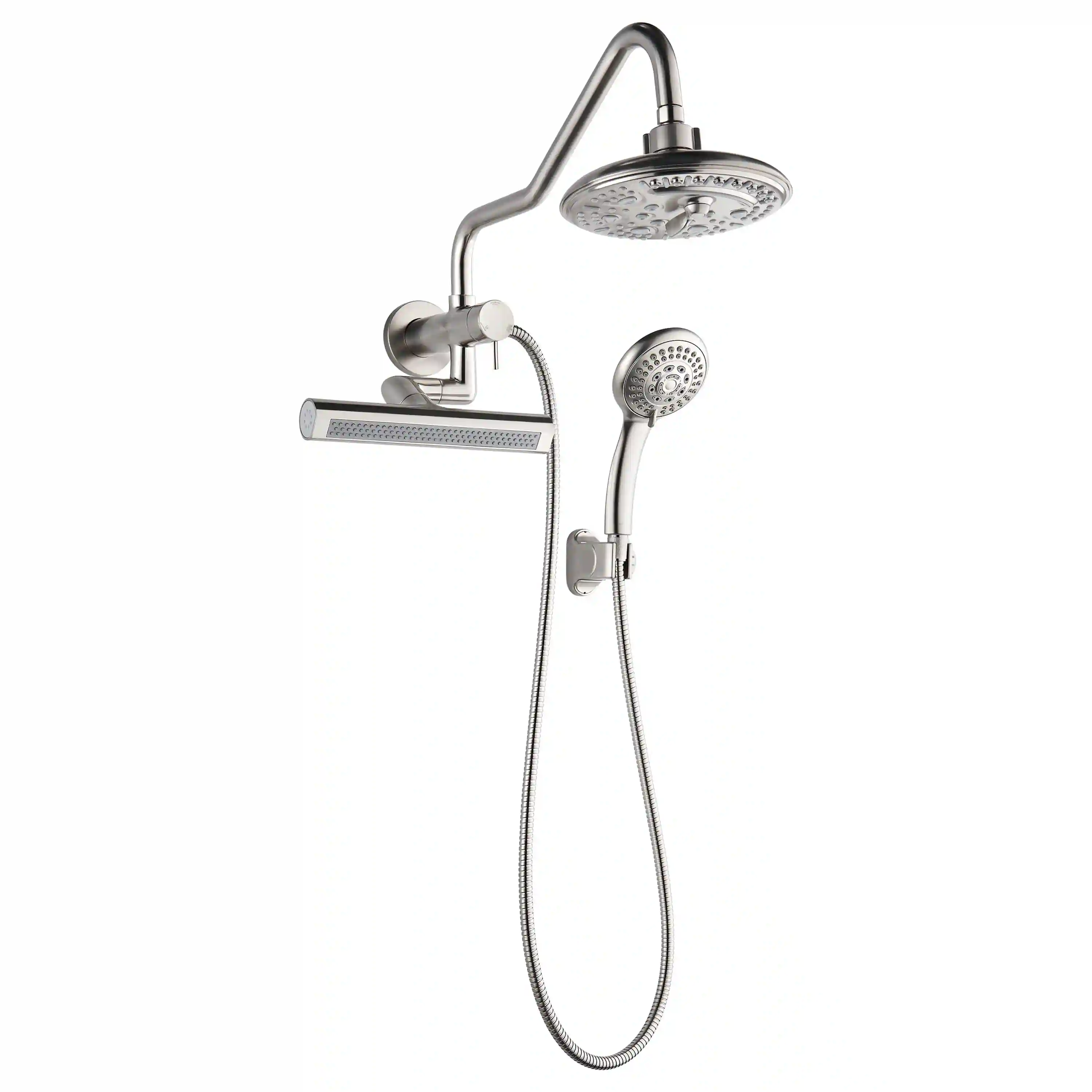 Forno Acqua Fall Mini 8-Inch Overhead Rainfall Shower with 1.8 GPM Flow Rate, Handheld, Body Jets in Brushed Nickel (SMW2BN-C8)