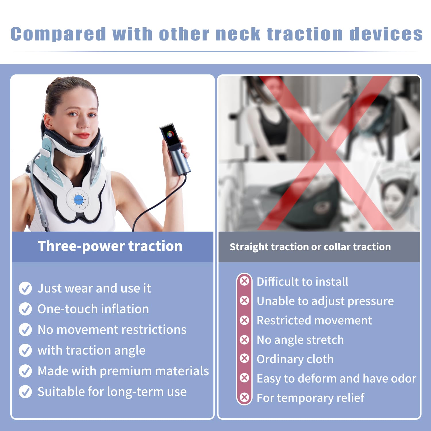 Twinklepoch Cervical Neck Traction Device, Electric Air Pump Cervical Traction Device with 3 Power Traction and 8 Built-in Airbag Support, Neck Pain Relief and Relaxation