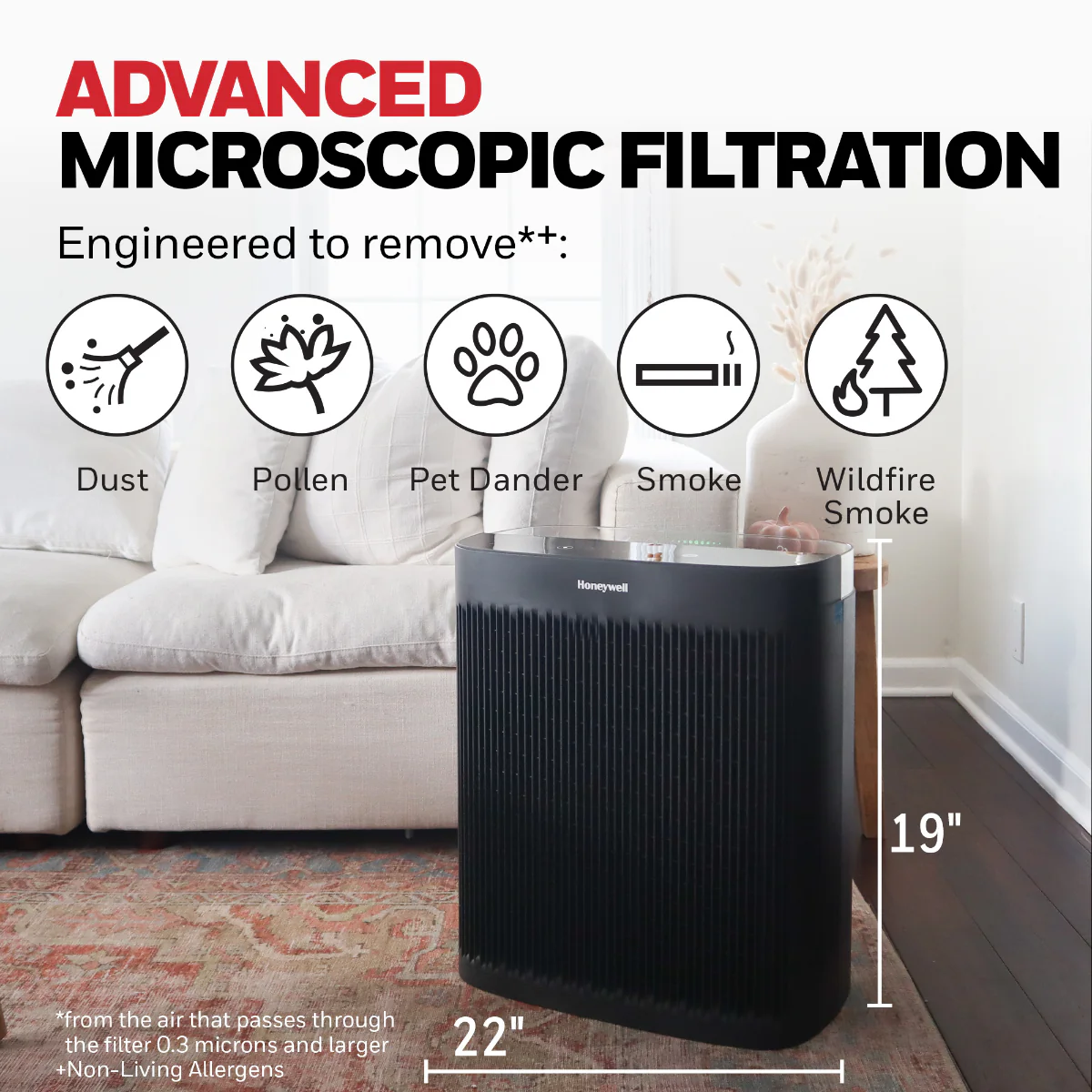 Honeywell HPA5300B Allergen+ True HEPA Air Purifier for Smoke, Pollen, and Dust