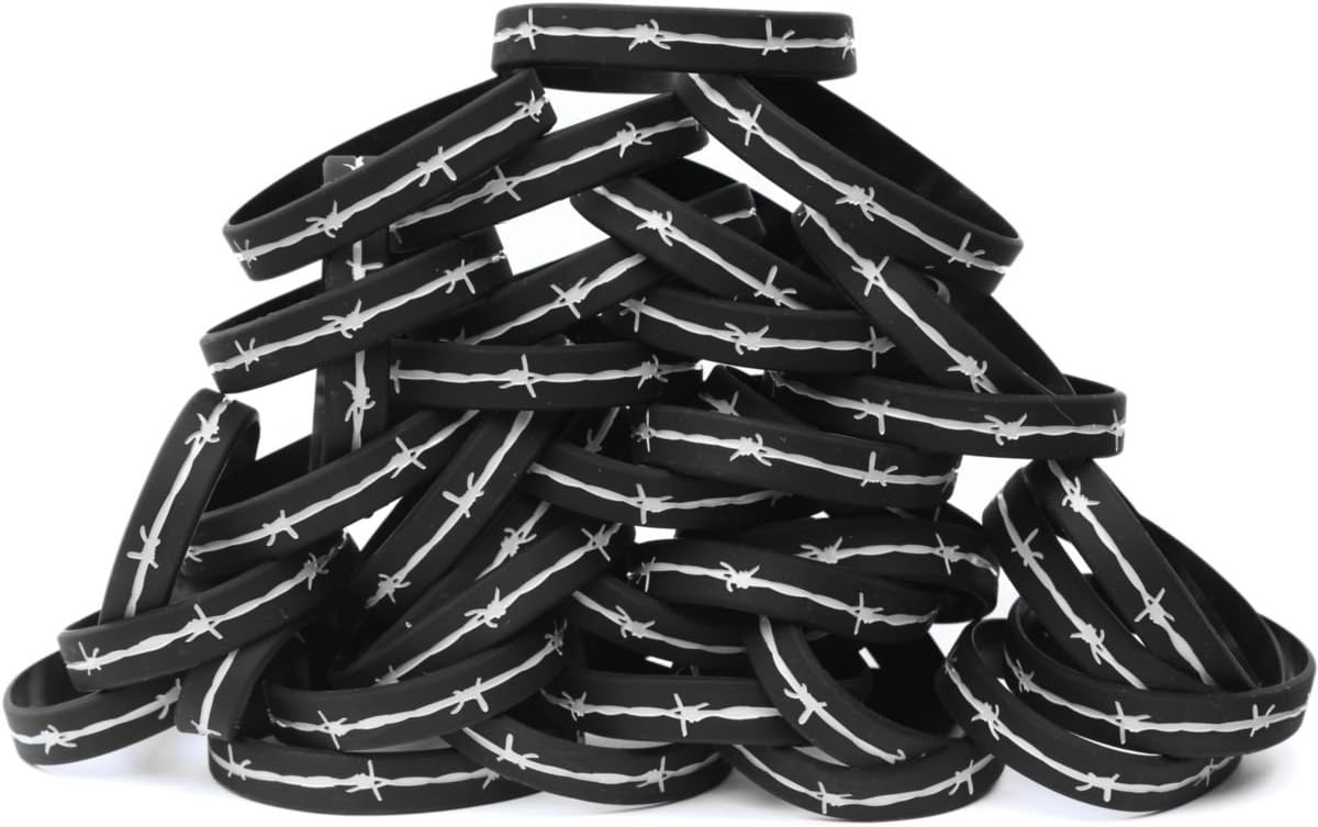 100 XL BARBED WIRE Thin Gray Line Wristbands Correctional Officers Support