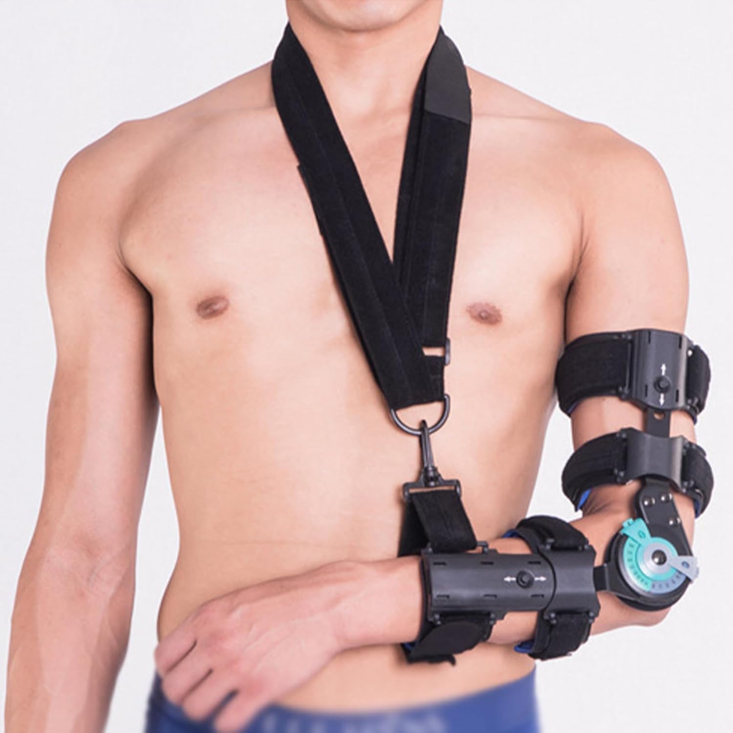 Elbow Splint Hinged Elbow Brace, Adjustable Length Elbow Immobilizer Brace with Removable Inner Pads, Sling Stabilizer for Arm Injury Recovery Support After Surgery