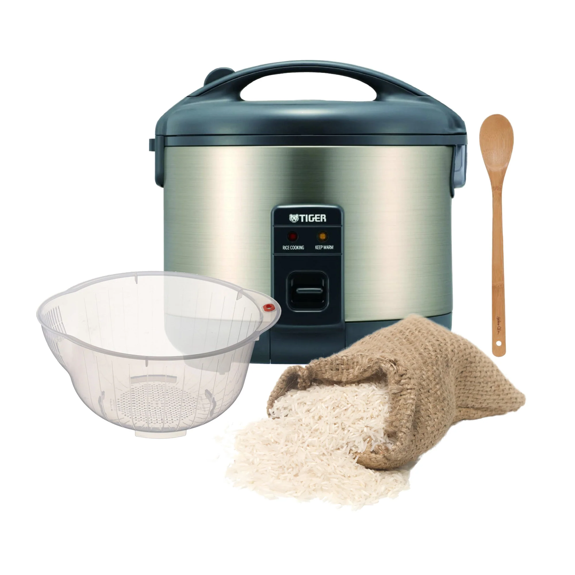 Tiger JNP-S10U 5.5 Cup Capacity White Rice Cooker Bundle with Accessories