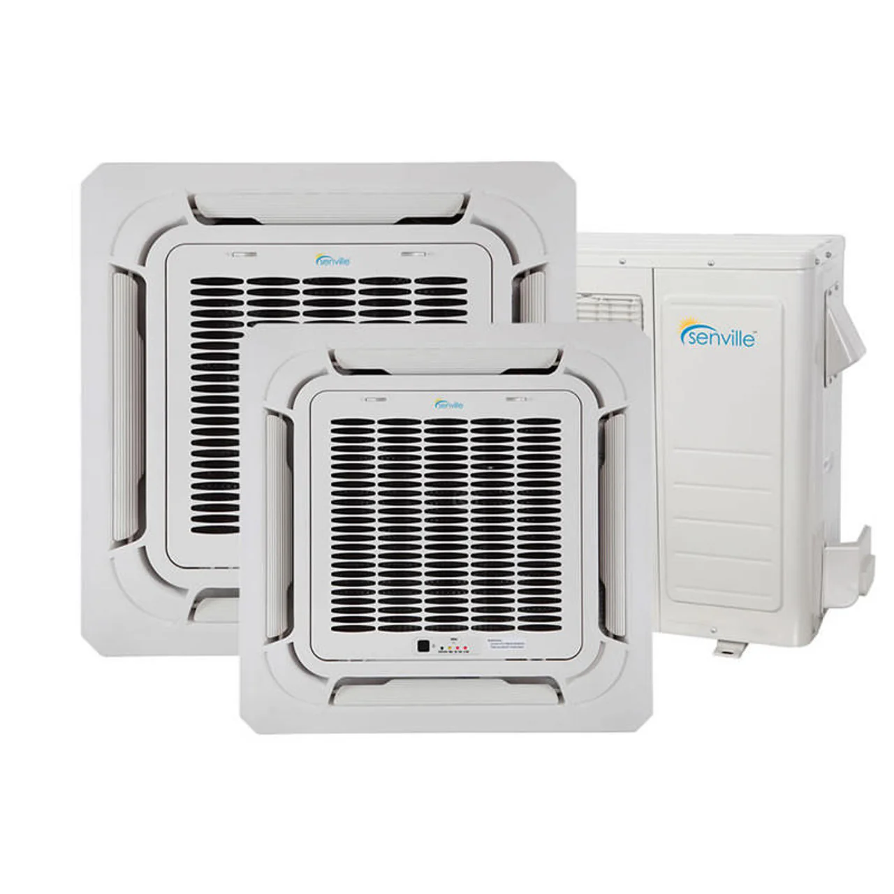 Senville Mini Split - 2-Zone 28,000 BTU Ductless Air Conditioner and Heat Pump Condenser with Ceiling Casette Air Handlers (SENA-30HF-DIC)
