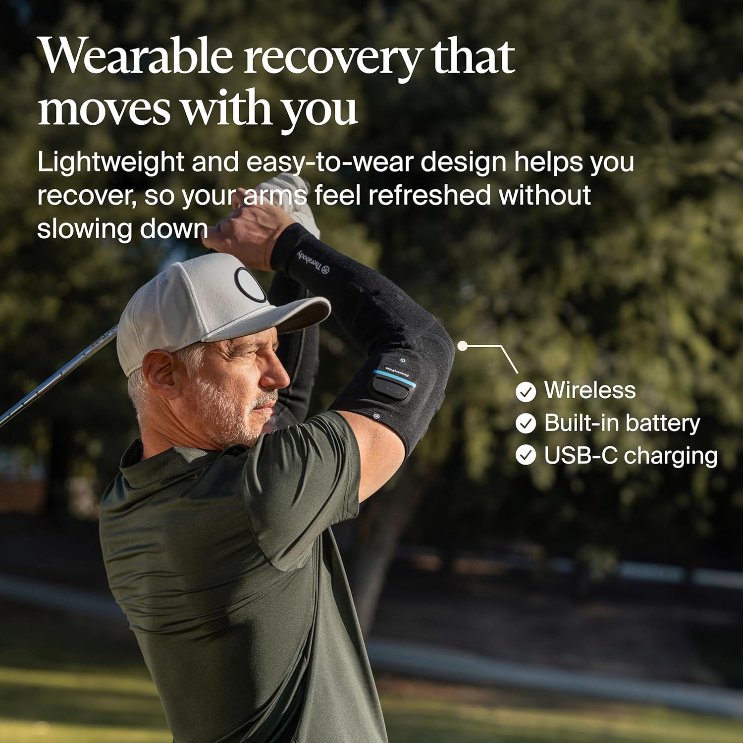 Therabody RecoveryPulse Arm - Compression and Vibration Sleeve for On The Go Relief, Reduce Soreness and Pain in Arms, Increase Flexibility (Medium)