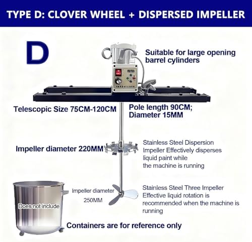 2100W Electric Paint Mixer, 1 Ton/1000L Tank Agitator, Heavy-Duty Mixing Tool for Efficient Paint Mixing, Air Agitator Type D, Ideal for Home and Industrial Use