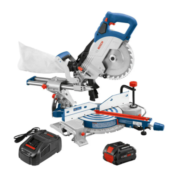 Bosch 18V 8-1/2 Inch Single-Bevel Slide Miter Saw Kit with CORE18V Battery