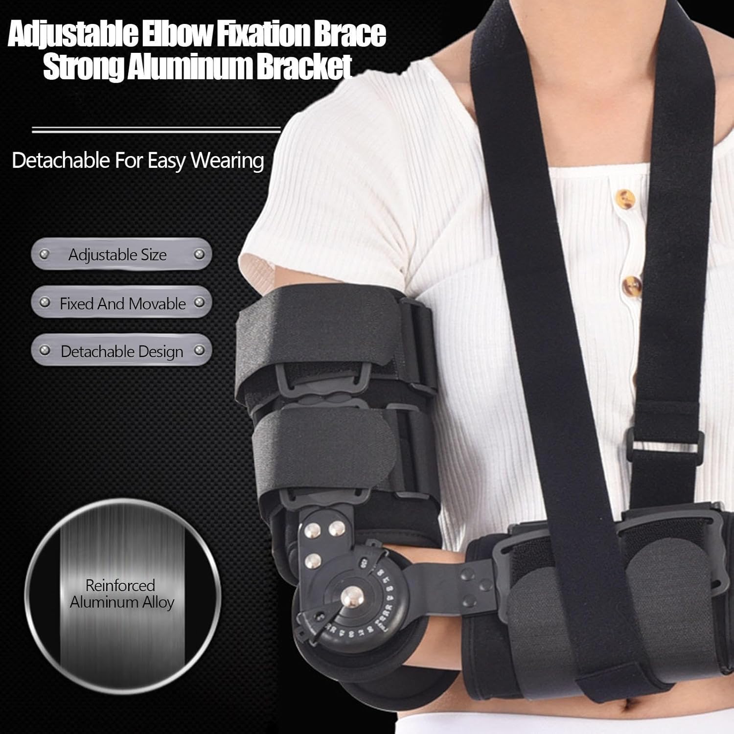 Hinged ROM Elbow Brace for Arm Injury Recovery Support,Adjustable Post Op Elbow Stabilizer Splint with Strap Sling, for Dislocated, Cubital Tunnel Syndrome,Right (Right