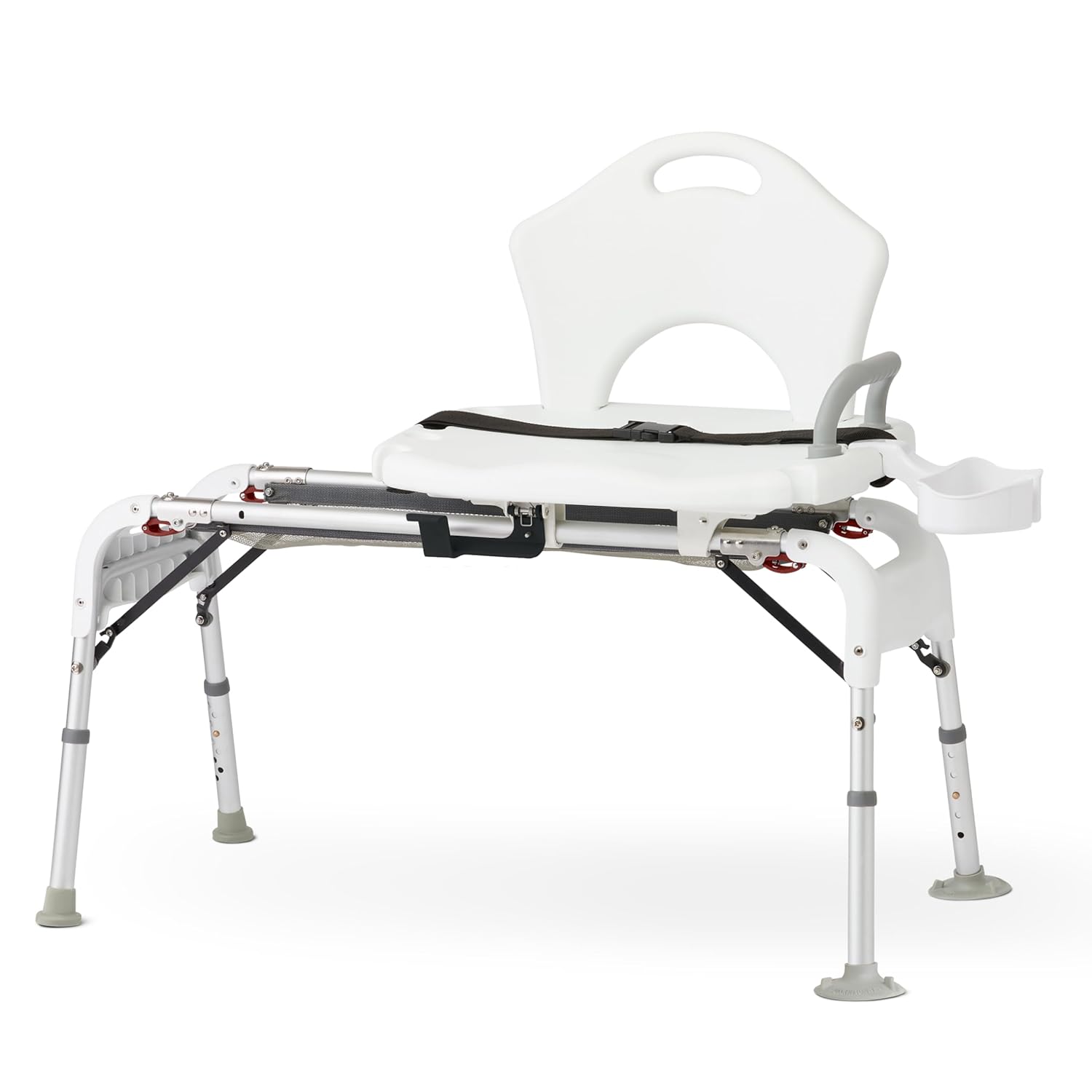 Medline Transfer Bench with Slide Seat, Slip Resistant Feet for Stability, Side Arm for Leverage and Support, Tub Transfer Bench for Elderly and Disabled - 300 lb Weight Capacity