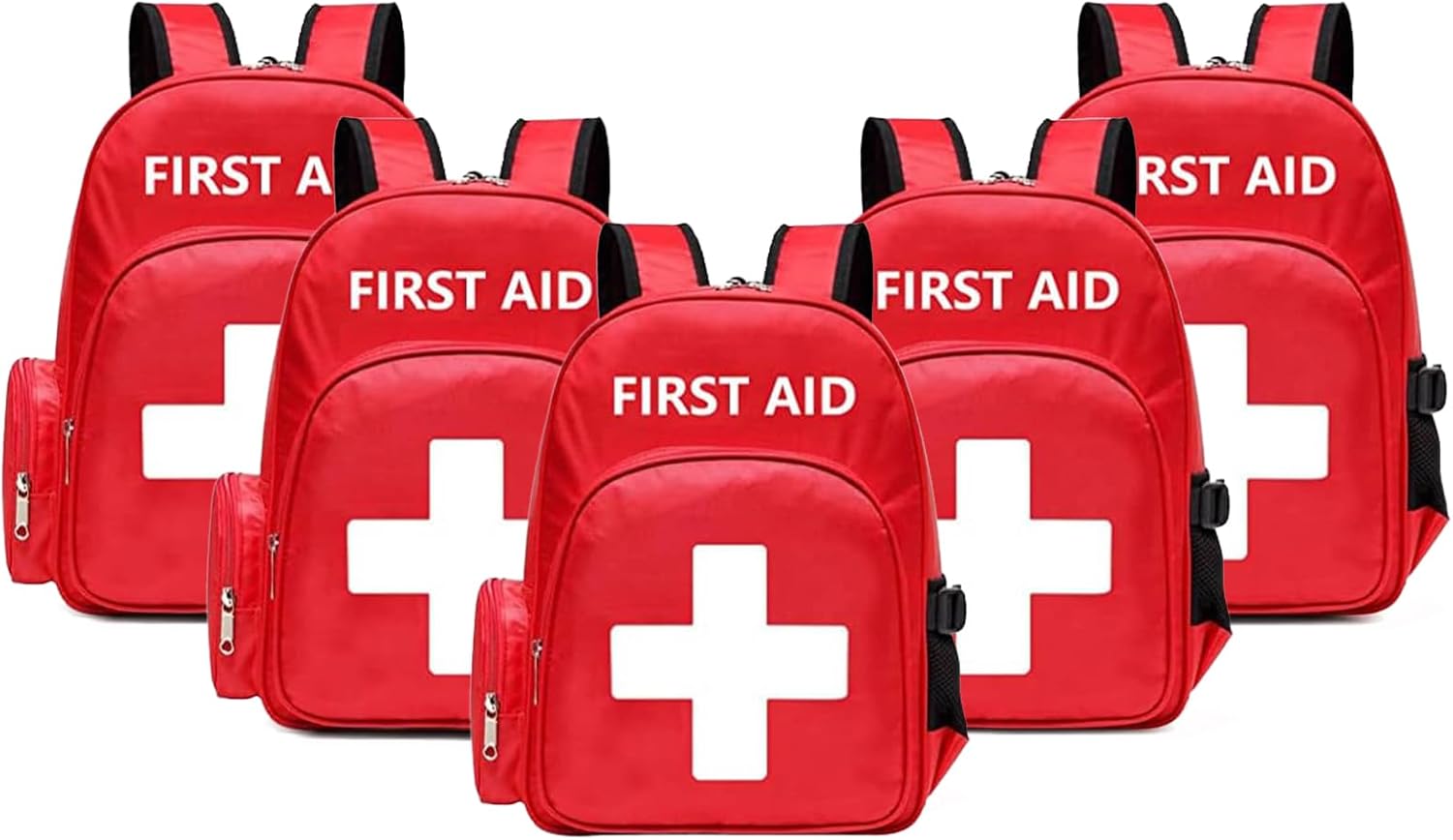 Gatycallaty First Aid Bag Empty Backpack Emergency Bags First Responder Trauma Treatment with 13 Pockets for Outdoor Hiking Travel Field Trips Camping (Red, Pack of 5)