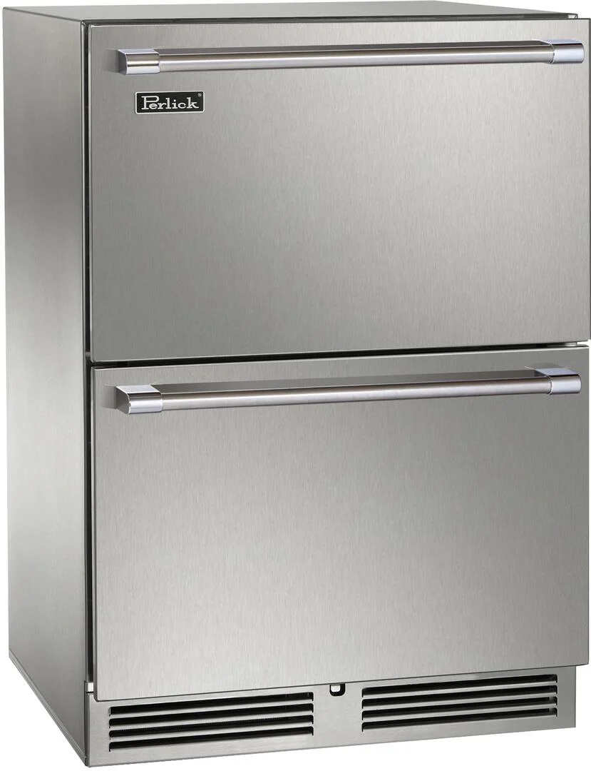Perlick 24-Inch Signature Series Outdoor Built-In Counter Depth Drawer Refrigerator with 5 cu. ft Capacity in Stainless Steel (HP24ZM-4-5)