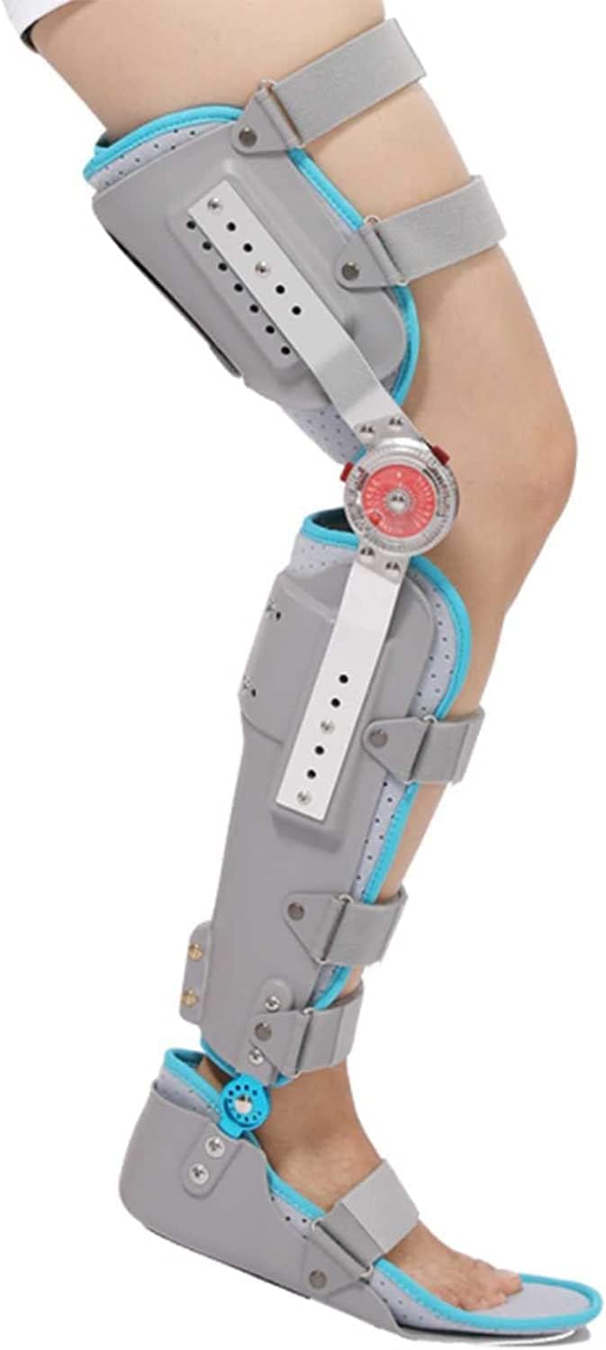 HUANGJUN Hinged Knee Foot Support Brace, Adjustable Post Op Knee Support Orthosis Immobilizer Protector, Full Leg Stabilizer Knee Orthosis Splint