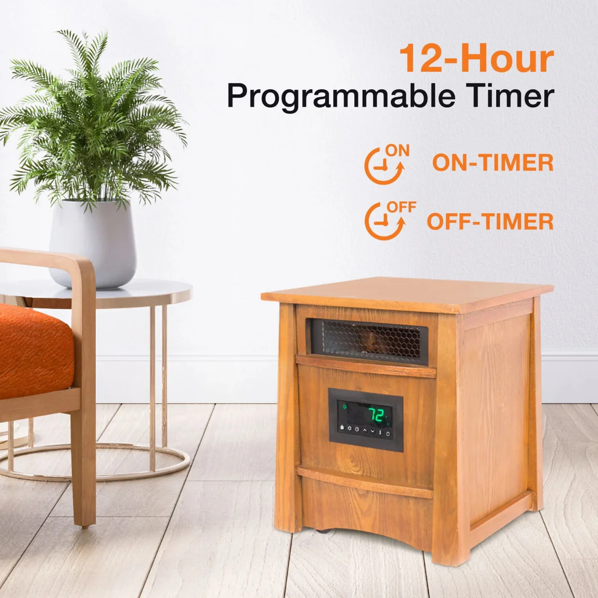 LifeSmart Infrared Heater Wood Cabinet 8 Element