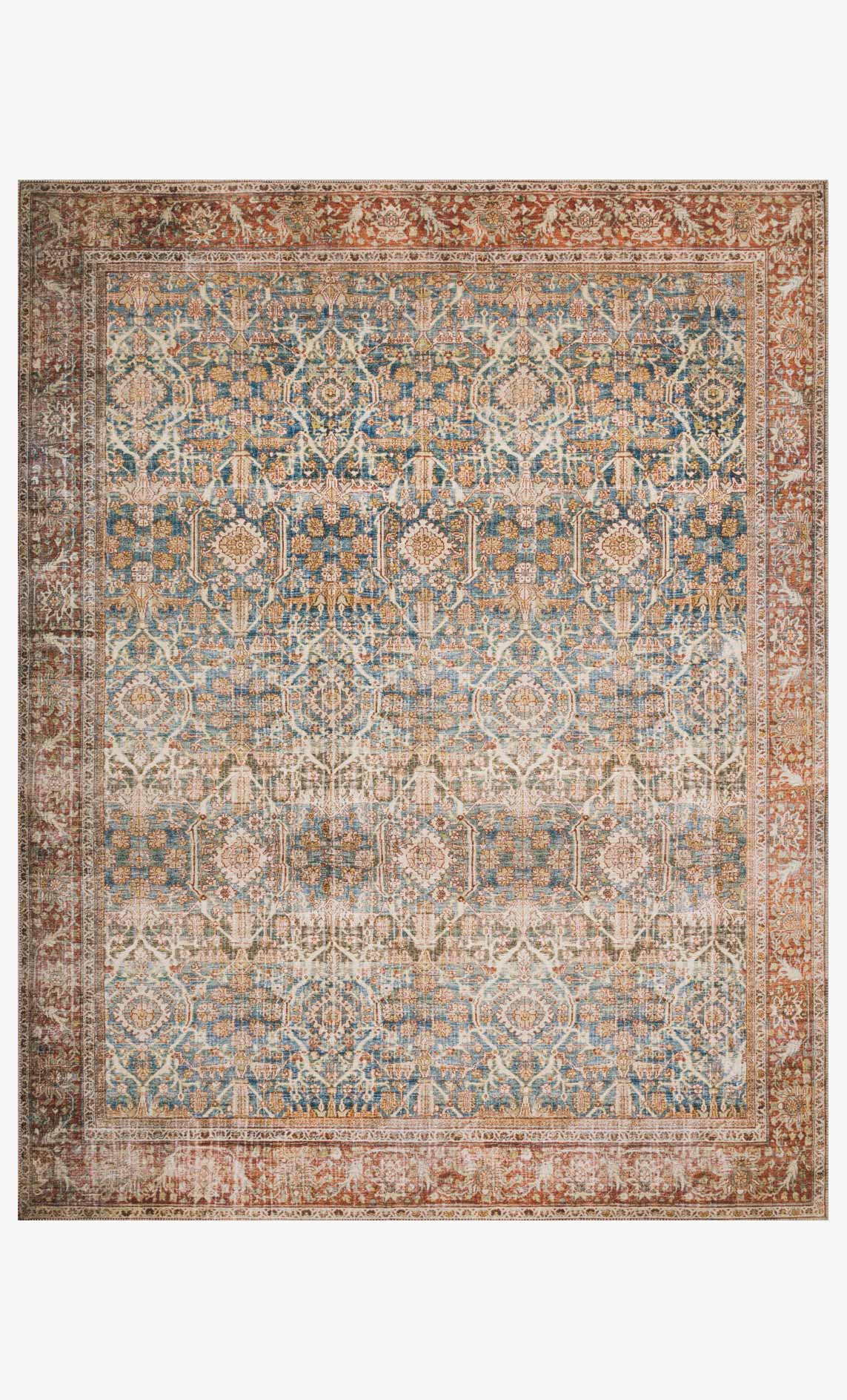 Loloi II Layla Collection - Traditional Power Loomed Rug in Ocean & Rust (LAY-04)