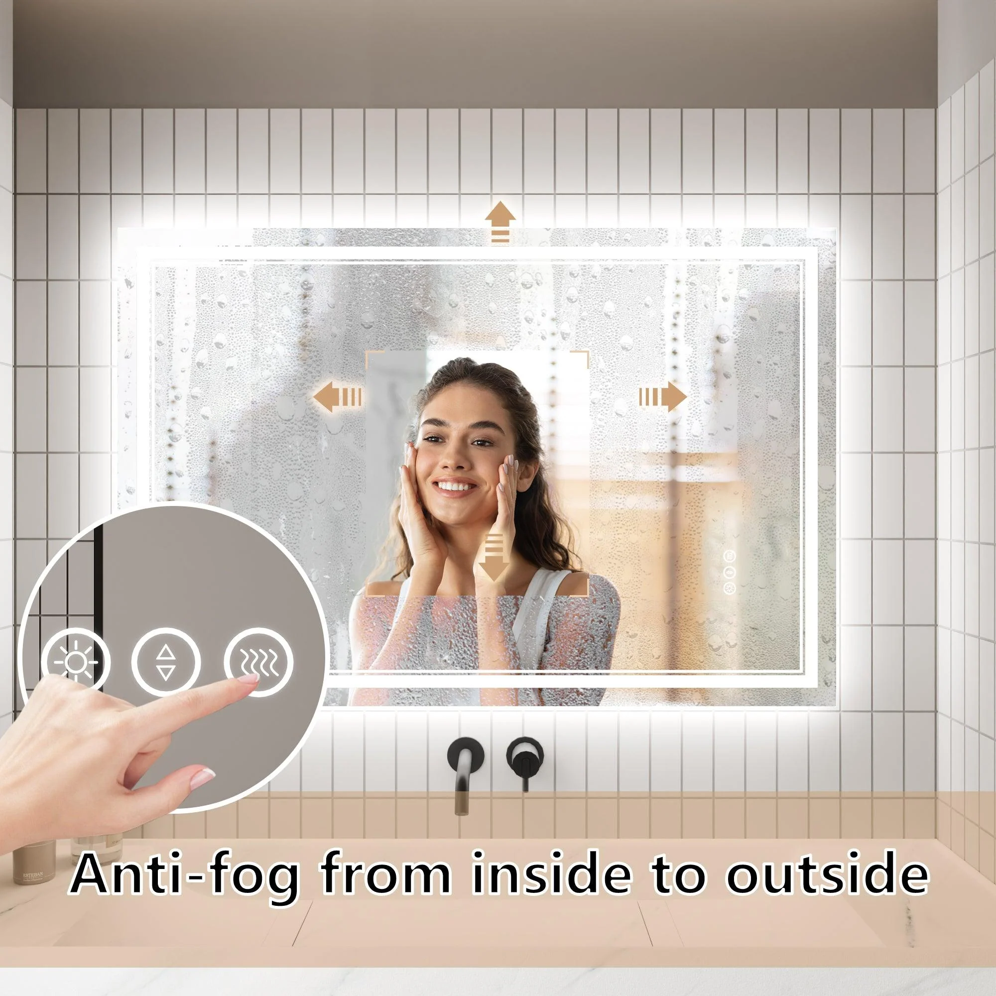 Parrot Uncle GlareGuard Anti-Fog Bathroom Dimmable Led Mirror Backlit Illuminated Mirror Touch Switch