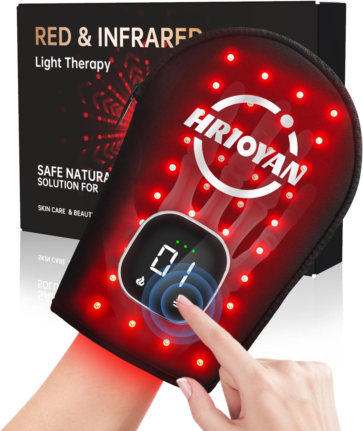 Cordless Red Light Therapy Glove,USB Rechargeable LED Infrared Light Therapy for Pain Relief,Red Light Therapy for Hands Palms Wrists and Elbows,660nm & 850nm,with Zipper Design