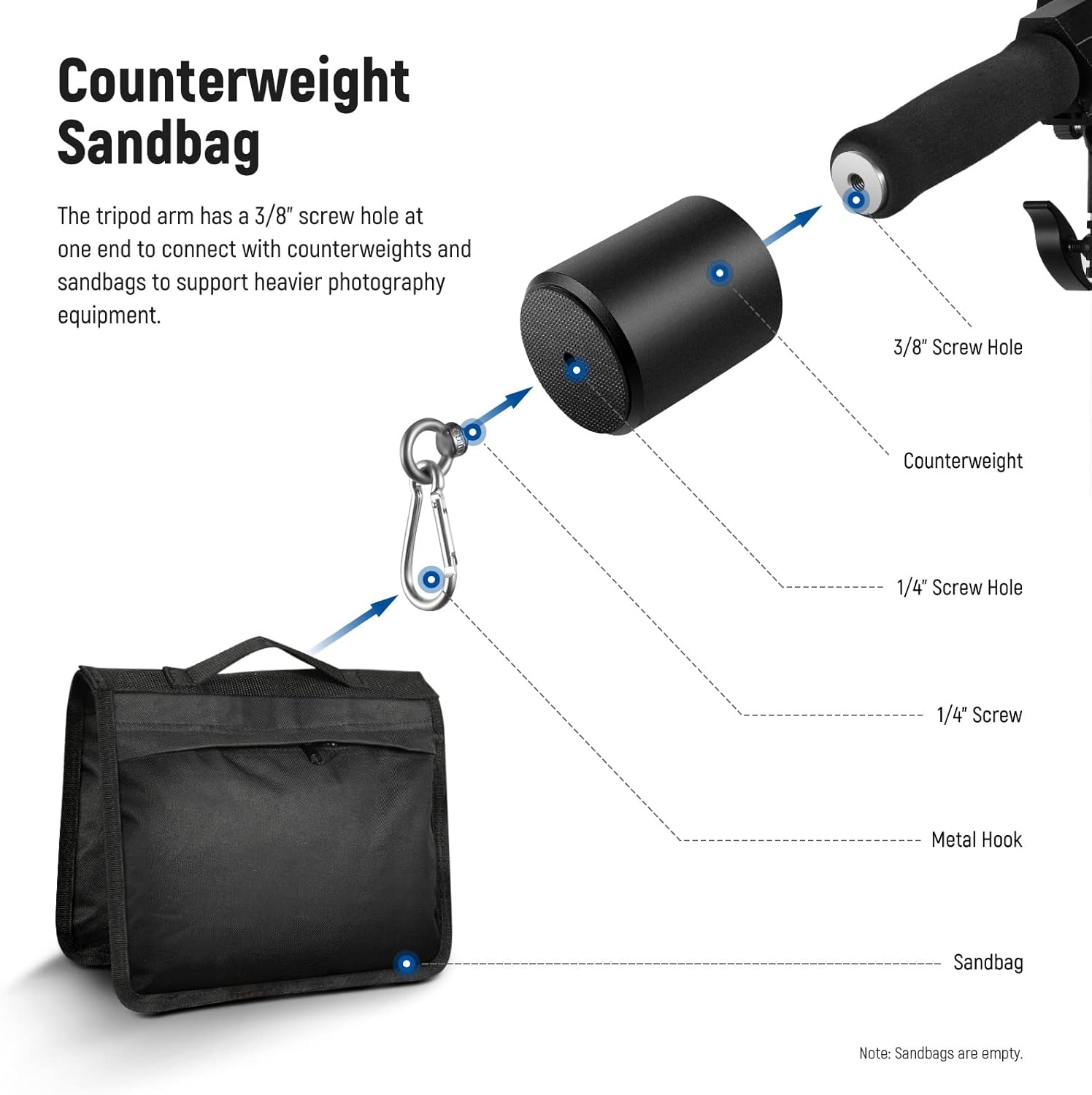 NEEWER Air Cushioned Aluminum Light Stand, 9.8ft/3m Adjustable Photography Stand with Boom Arm, Counterweight, Sandbag, 1/4