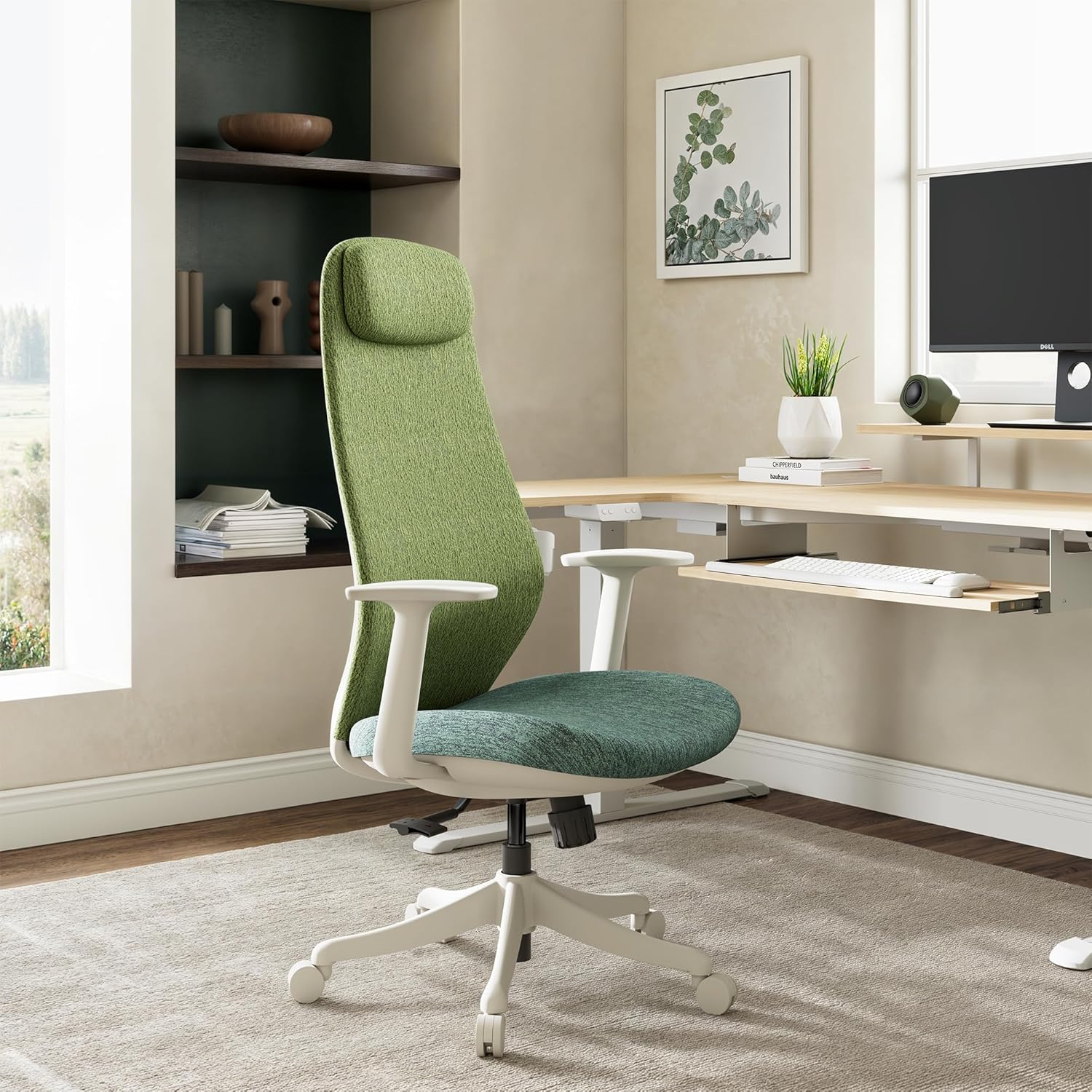 EUREKA ERGONOMIC Mesh Office Chair Green, Ergonomic Office Desk Chair with Adjustable Headrest, Comfy Home Desk Chair with Adjustable Lumbar Support, High Back Office Chair with Arms and Wheels