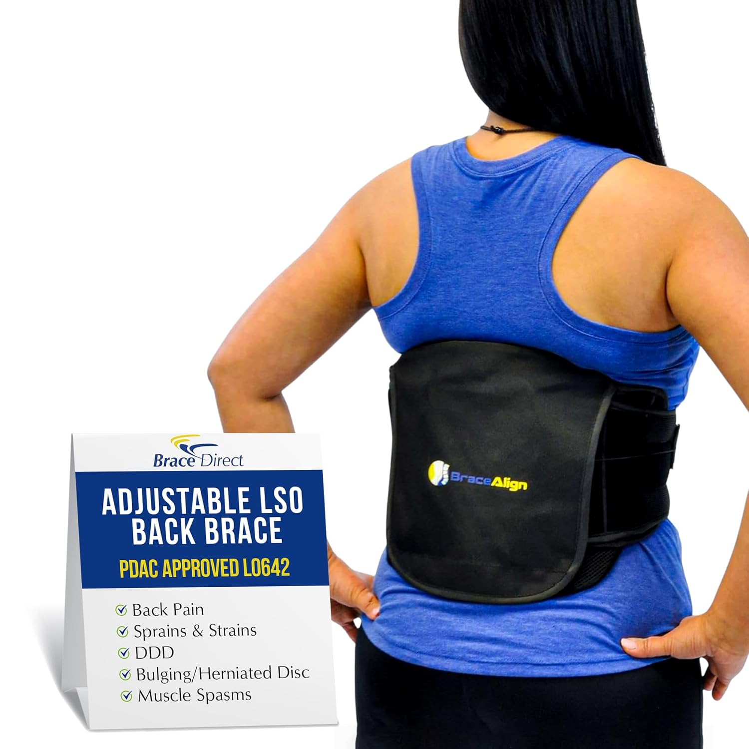 Adjustable LSO Lumbar Back Brace - Lower Back Pain Relief, Sciatica, Herniated Disc, DDD & Spinal Stenosis - Pulley Compression - Breathable & Lightweight - L0627, L0642