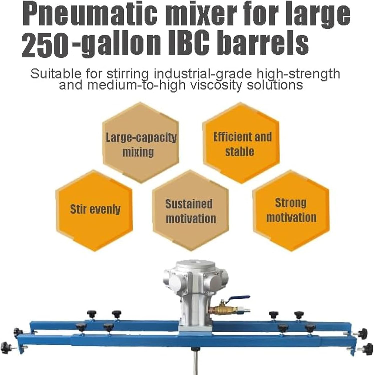 Pneumatic Paint Mixer, 250 Gallon Air Agitator with Folding Propeller & Support Hanger, Stepless Speed ​​Regulation, Suitable for Mixing Spray Paints, Coatings & High-Viscosity Solutions