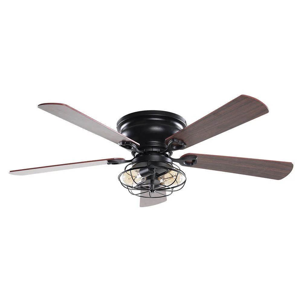 Parrot Uncle 48-Inch Ummuhan Industrial Flush Mount Ceiling Fan with Lighting