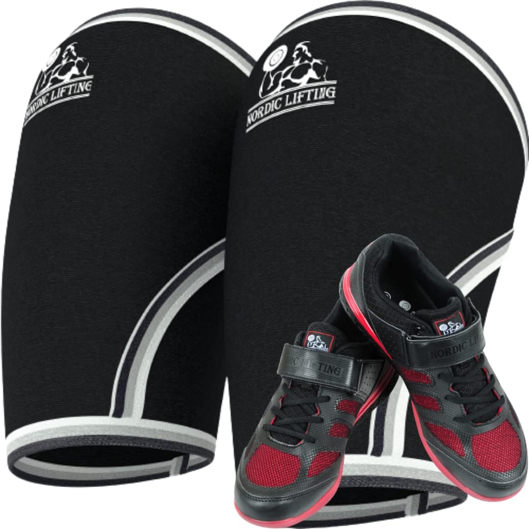 Nordic Lifting Elbow Sleeves XXLarge Bundle with Shoes Venja Size 11 - Black Red