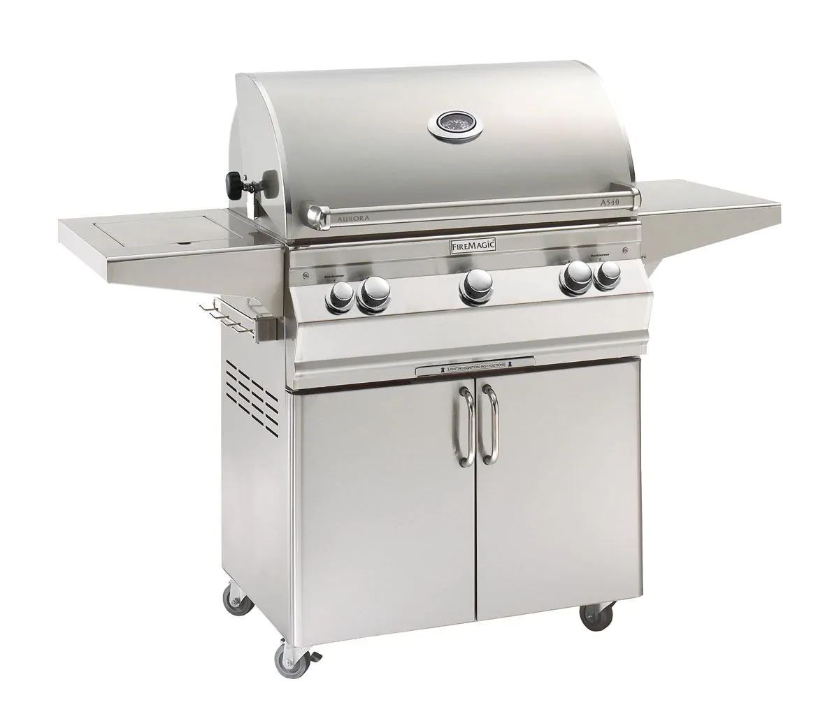 Fire Magic Aurora A540s 30-Inch Natural Gas Freestanding Grill, Single Side Burner, Backburner, Rotisserie Kit and Analog Thermometer (A540S-8EAN-62)