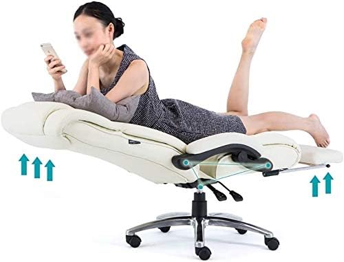 Executive Swivel Adjustable Swivel Office Desk Chair with Armrests Lumbar Support Desk Ergonomic Chair Chair Reclining Boss Home Study Office Lunch Break Lift Staff Lift Re,Beige