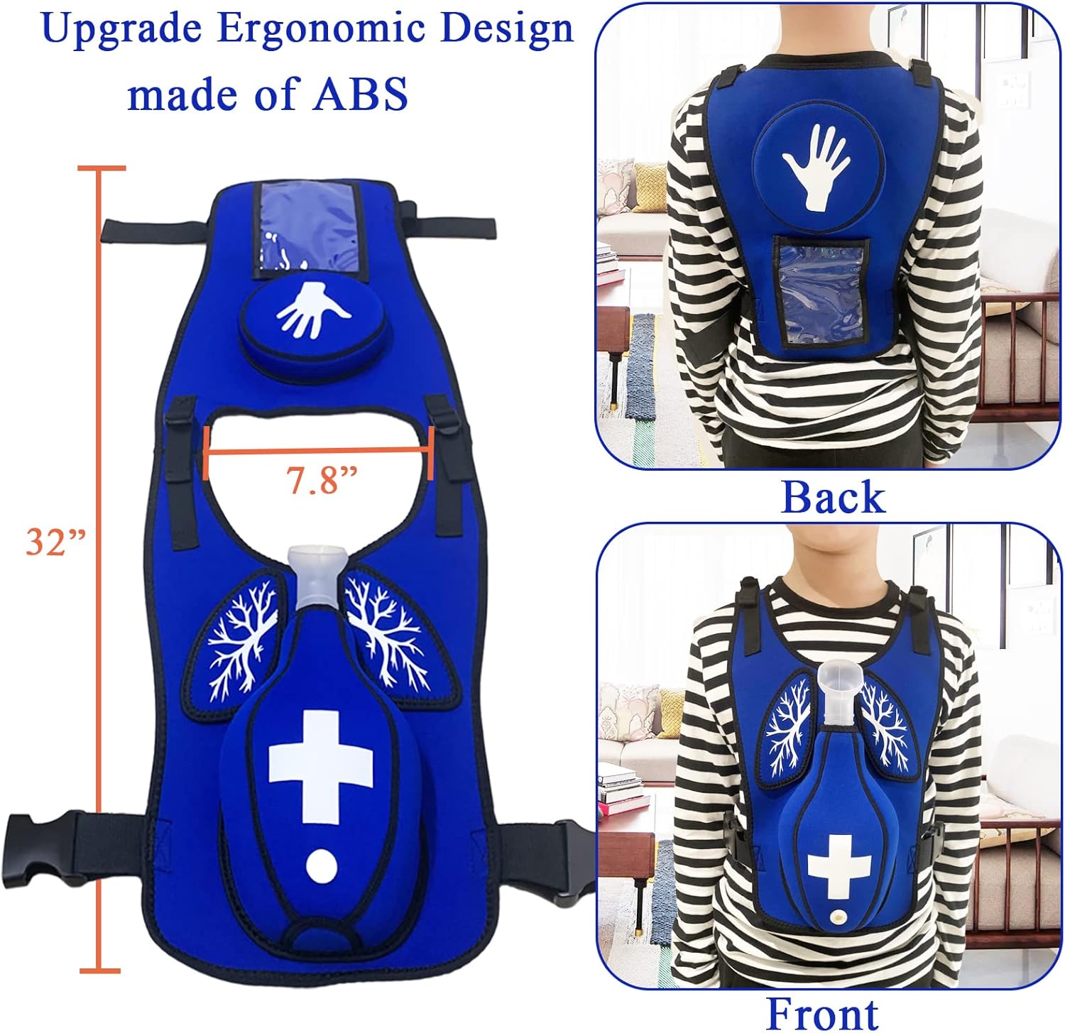 Anti Choking Obstruction Trainer Vest - Heimlik Practice Training Model Education for Nurse & Student First Aid Teaching Accessories (Small for Kid)