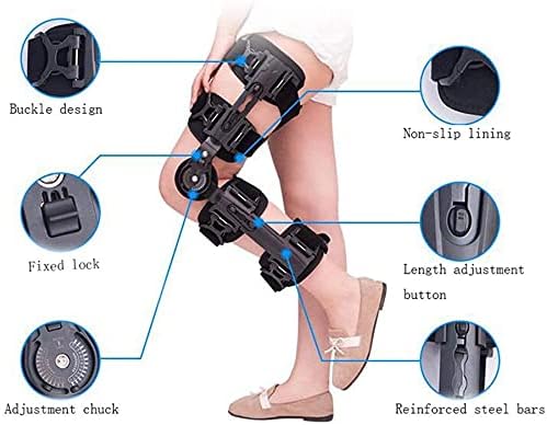 Hinged ROM Knee Brace,Adjustable Orthopedic Support Stabilizer for ACL/Ligament/Sports Injuries - Universal Leg Size for Left and Right(