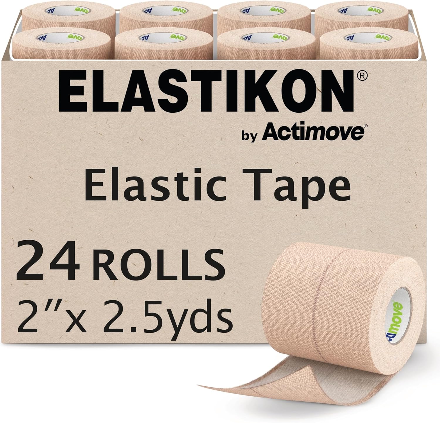 Elastic Athletic Tape - Provides Support for Sprains, Strains, Muscle Injuries - for Sport and Veterinary Applications - 2 in x 2.5 yd, Speedpack - 24 Rolls