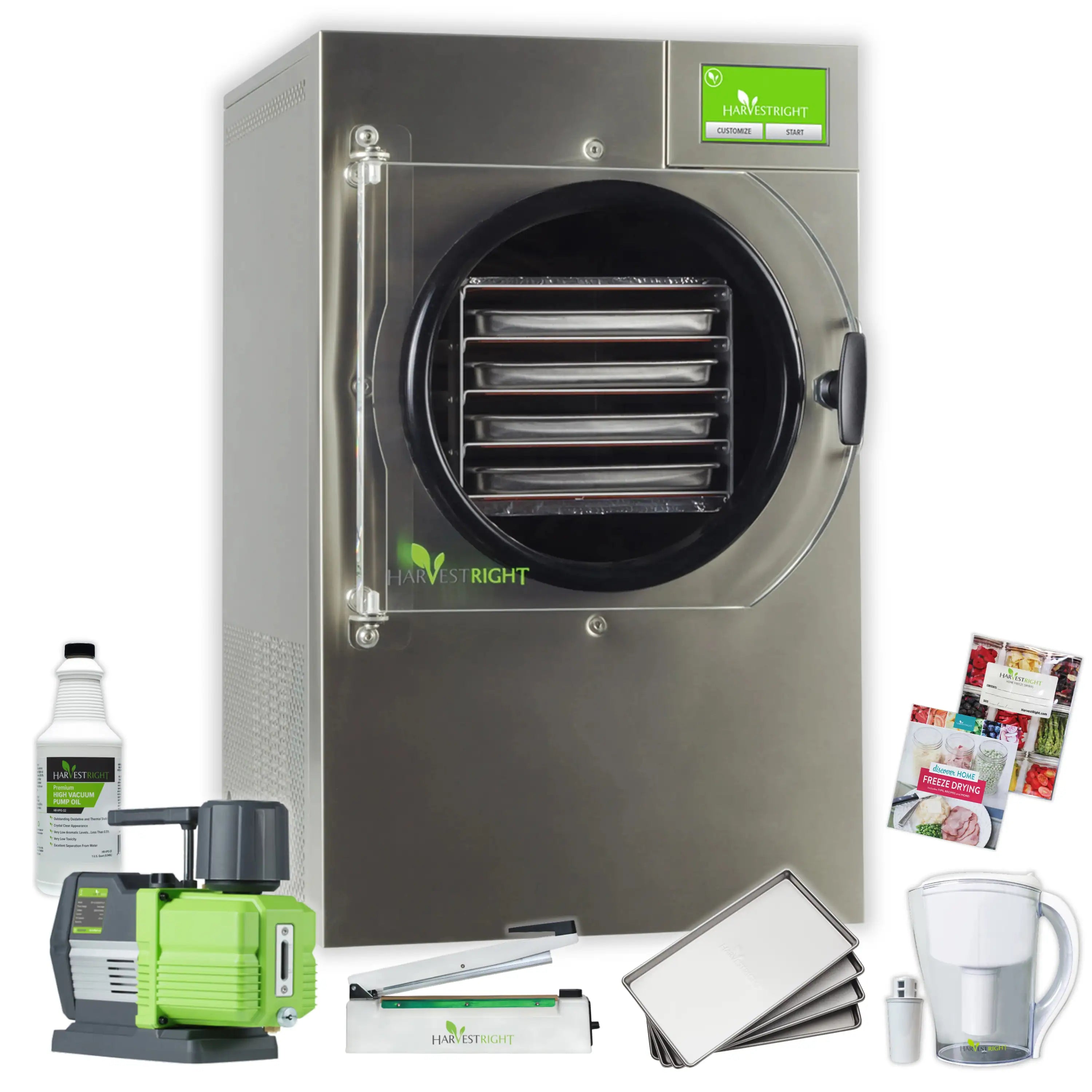 Harvest Right Home Freeze Dryer with Premier Vacuum Pump, 4 Tray & Mylar Starter Kit in Stainless Steel, Small (N-HRFDSSS-PP)