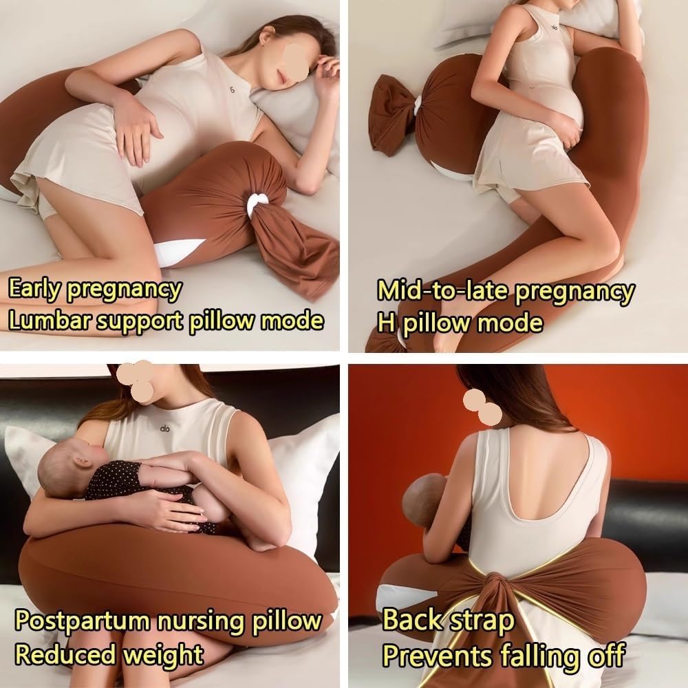 Adjustable Pregnancy Full Body Pillow with Strap, Multi-Functional Maternity Pillow for Sleeping, Back Support and Belly Support, Big Pillow for Pregnant Women and Side Sleepers(Green)