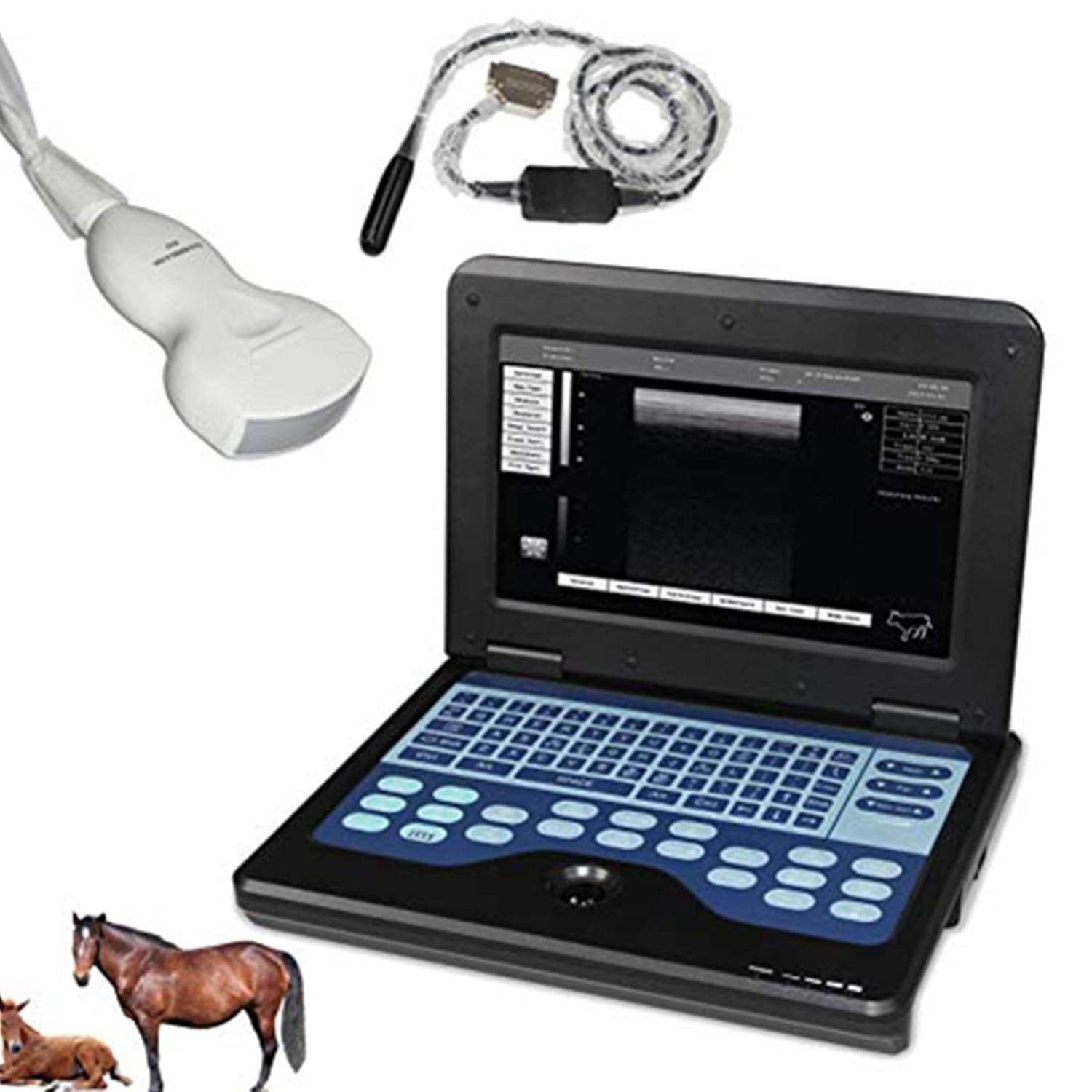Vet/Veterinary/Animal Portable B-Ultrasound Scanner with Tow Probes Convex and Rectal Probe for Cattle,Horse,Camel,Equine,Goat,Cow,Sheep and Pig