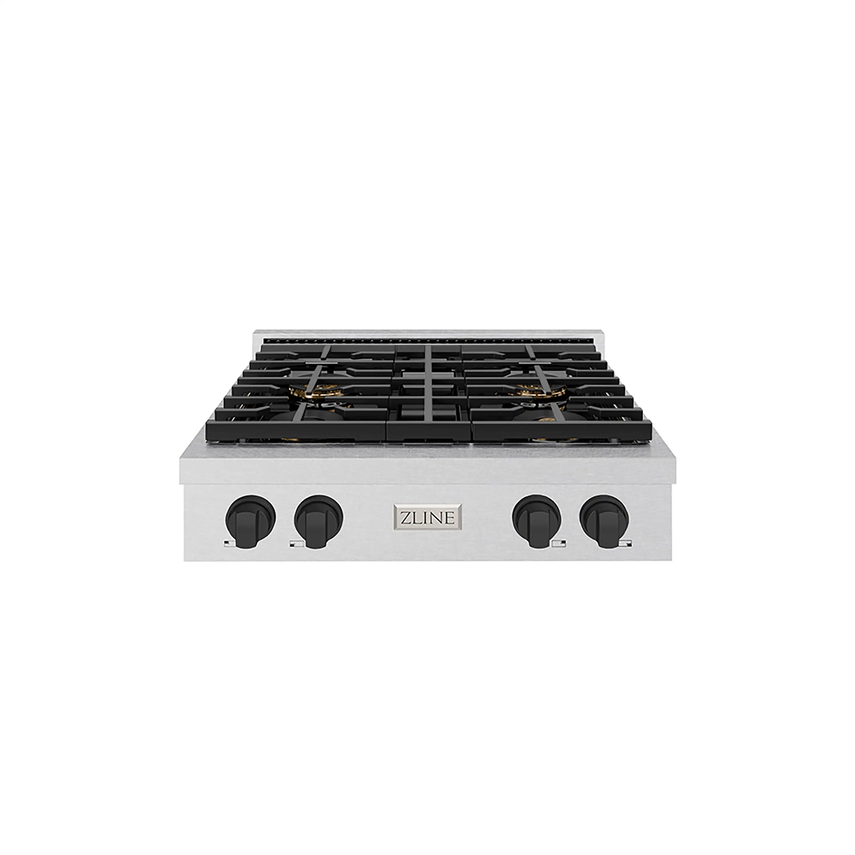 ZLINE Autograph Edition 30-Inch Paramount Gas Rangetop with 4 Burner DuoPro鈩?Cooktop in Satin Stainless Steel and Matte Black Accents (PSRTSZ-30-MB)